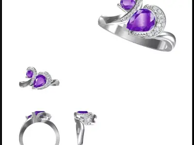 JCD Format Antique color stone rings 3design price 3D print model