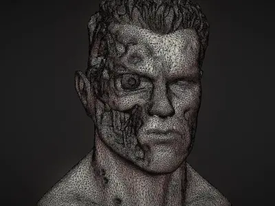 ARNOLD T2 STYLE BATTLE DAMAGED TERMINATOR INSPIRITED BUST 3D print model