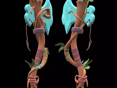 stylized 3D axe Low-poly 3D model