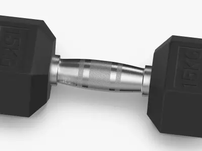 Rubber Dumbbell 15kg 3D model