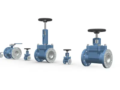 ASME-ANSI Valves Collection - Ball-Gate-Globe valves 3D model