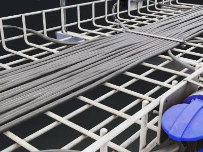Cable Tray System with Wiring and Sockets Low-poly 3D model