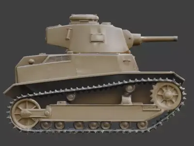 WWII Armored Combat Tank 3D Low-poly 3D model