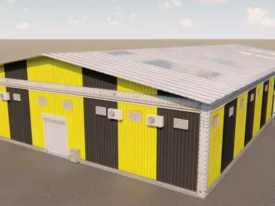 Warehouse with stripes 3D model