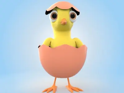 Chick With Egg 3D model