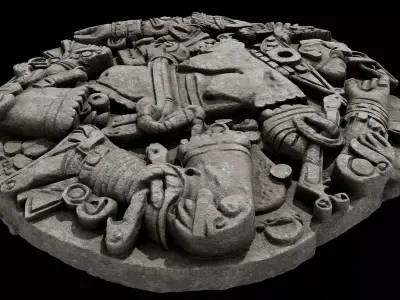 Aztec Ritual Stone Disk 3D model