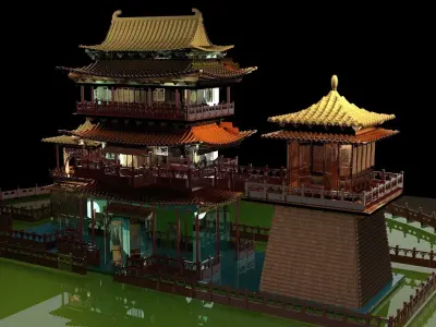 Chinese ancient house  3D model 4