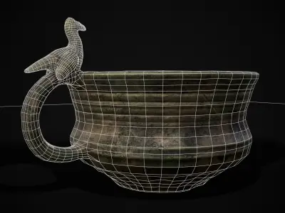 Bronze Bird Handle Cup Low-poly 3D model