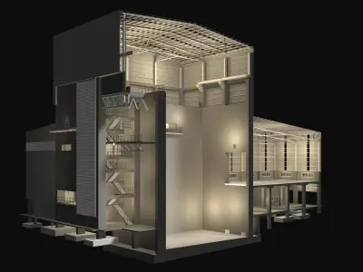 Industrial building in section cut 25i15 3D model