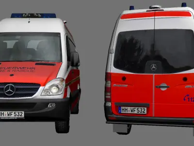Mercedes-Benz Sprinter rescue Low-poly 3D model