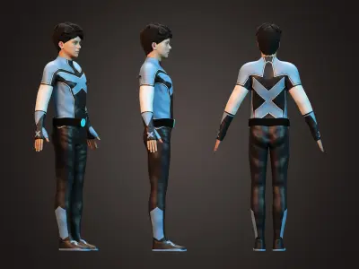 Male rigged game character Low-poly Low-poly 3D model
