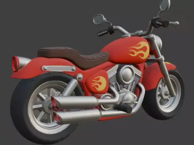 Cartoon Red Chopper Motorcycle 3D Model 3D model purchase