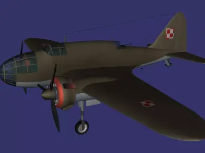 PZL 37 Los version A Low-poly 3D model