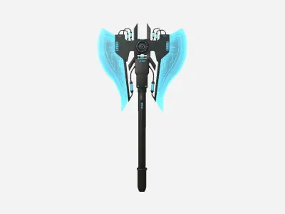 SciFi War Axe B01 Black Blue - Sci Fi Weapon Design Low-poly 3D model