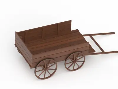 Dark Wooden Old Cart 3D model