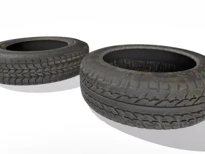 Old Wheel Tires Low-poly 3D model