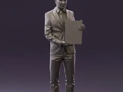 Man in blue suit diploma 0557 3D model