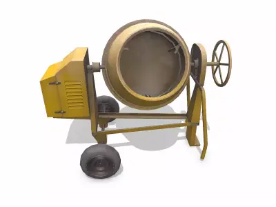 Old Portable Cement Mixer Low-poly PBR Low-poly 3D model