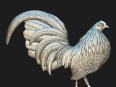 Rooster silver 3D model