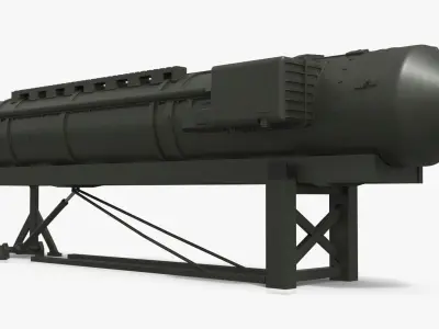 Strategic Ballistic Missile on Launch Frame 3D model
