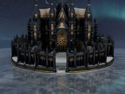 Dark Medieval Castle Fortress  Black Fantasy Stronghold 3D Model Low-poly 3D model