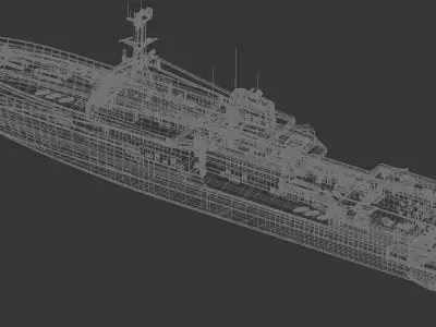 Explorer Superyacht Black Hull with Teak Decks 3D model 3D model