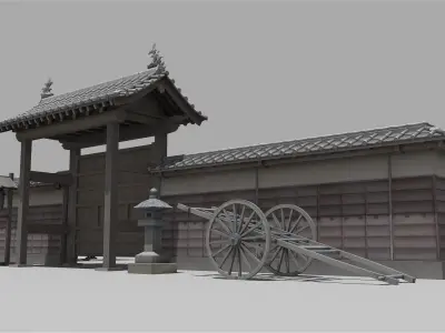 Gate of the temple in Japan typeA Low-poly 3D model