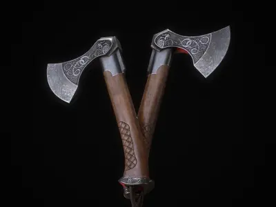 Viking Axe Low-poly 3D model 6
