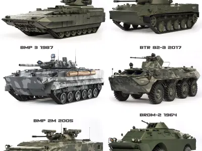 Collection of armored fighting vehicles 3D Model Pack