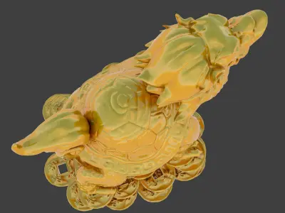 Sculpture-008 golden statue of dragon 3D model