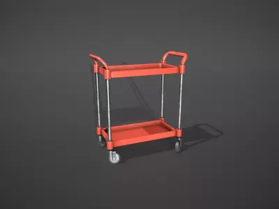 Red Service Cart Low-poly 3D model