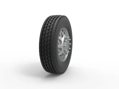Front custom wheel of semi truck Version 14 Scale 1 to 25 3D print model