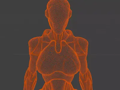 heavy metal female humanoid robot no face Low-poly 3D model