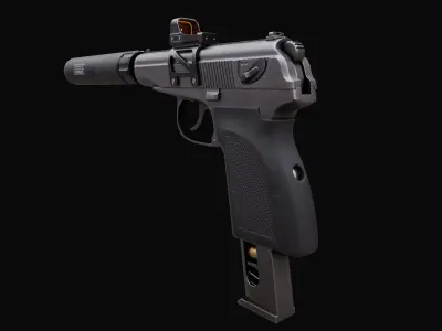 Lowpoly Game-Ready Makarov-pm 4K PBR textures Model Free low-poly 3D model