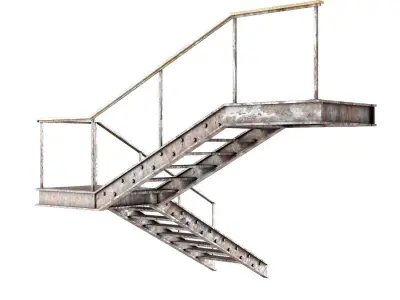 Metal stair with handrail Low-poly 3D model