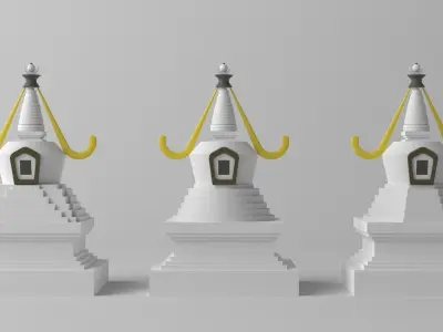 Tibetan Buddhist White Stupa Low-poly 3D model