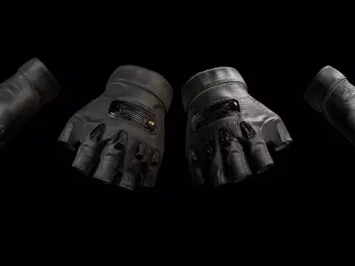 Tactical Fingerless Gloves - Game-Ready Combat Accessory Low-poly 3D model