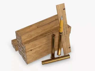 German 88mm FLAK Ammo Low-poly 3D model