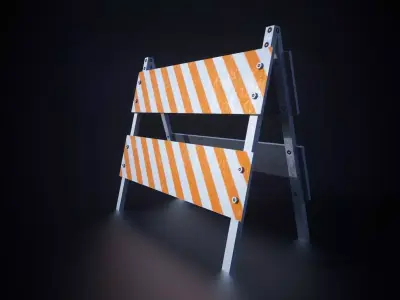 Road Barrier  Variation 2 Low Poly PBR Game Ready Free low-poly 3D model