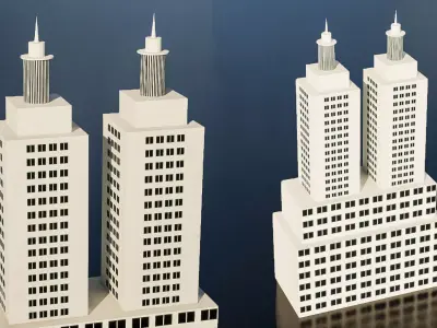 Commercial Backdrop Buildings Low-poly 3D model