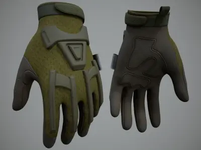 Tactical Combat Gloves 05 Low-poly 3D model