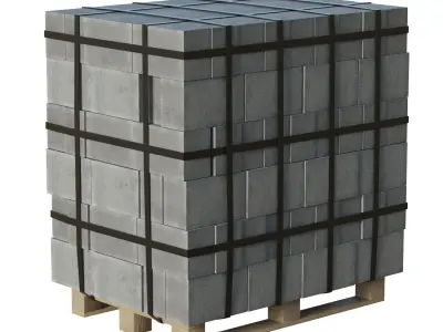 Concrete Blocks On Wood Pallet Low-poly 3D model
