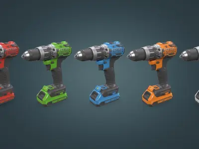 Power Drill Low-poly 3D model purchase