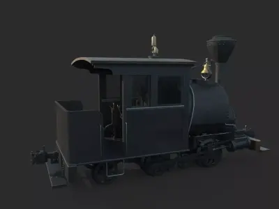 Old-fashioned steam locomotive using wood as fuel 3D model
