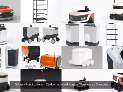 Delivery Robot collection Outdoor Industrial Hospital Warehouse 3D Model Pack