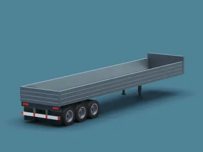 Cartoon Stylized  Semi Trailer Low-poly 3D model