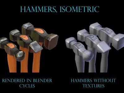 Anvil and forging hammers collection 3D Model Pack