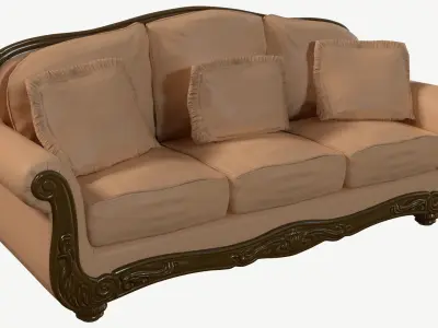 Old Fashioned Sofa model Low-poly 3D model