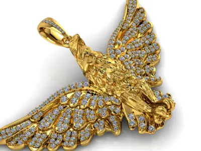 American Winged Eagle Pendant 3D print model buy