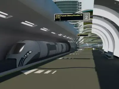 Futuristic Train Stop lowpoly 3D and CAD model Low-poly 3D model